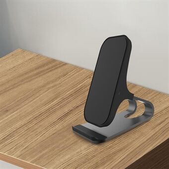 15W Qi langaton laturi matkapuhelimen pöytä Stand iPhonelle Samsung - musta / musta