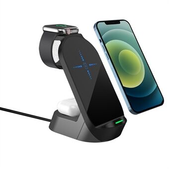 H30 3-in-1 15W Wireless Charger Stand Desktop Qi Wireless Charging Dock for iWatch AirPods Mobile Phones