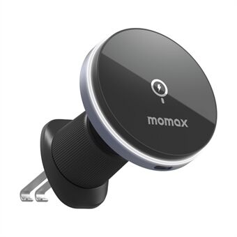 MOMAX Q.MAG MOUNT 5 CM25A magneettinen langaton autolaturi, ilmatuulettimella varustettu puhelimen laturin pidike (15 W tummanharmaa)