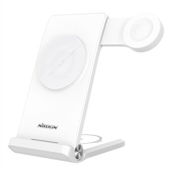 NILLKIN Powertrio 3 in 1 langattomalle MagSafe-laturille matkapuhelimelle / kuulokkeelle / älykellolle taitettava lataustelakka, jossa on Huawei Smart (EU-pistoke)