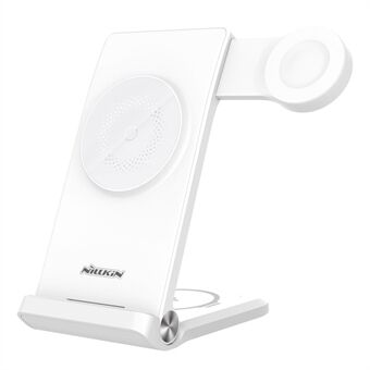 NILLKIN Powertrio 3 in 1 matkapuhelin / kuulokkeet / älykello Smart MagSafe-laturille taitettava asema, Garmin kellolaturilla (EU-pistoke)