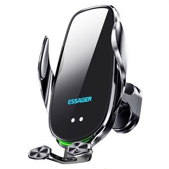 ESSAGER 15W Smart Car Langaton Laturi Ajoneuvoon puhelimeen kiinnitettävä laturi Ilmanvaihtoaukkoinen puhelinteline ympäristövalolla