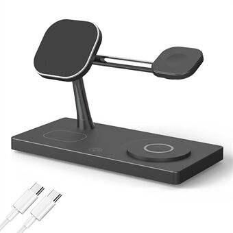 T218 magneettinen langaton latausasema yövalolla + USB-lähtö matkapuhelimelle / kuulokkeille / Smart