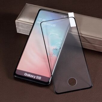 Musta kehys, täysin liimattu karkaistu lasi, koko näytön suojakalvo Samsung Galaxy S10: lle