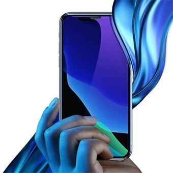 BASEUS for iPhone 11 / XR 6.1 inch (2019) 2 kpl / pakkaus Koko näytön kaareva anti-blue-ray-näytönsuoja, karkaistu asennusalustalla - musta