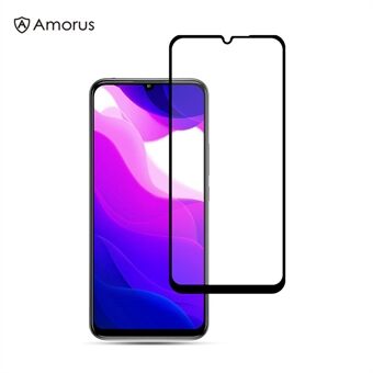 AMORUS [Full Glue] Silkkipainoinen karkaistun lasin koko näytönsuoja räjähdyssuoja - Xiaomi Mi 10 Lite 5G - musta