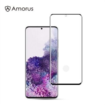 AMORUS täysin peittävä 3D kaareva täysliimainen karkaistu lasi näytönsuoja Samsung Galaxy S20 Plus -puhelimelle (tuki ultraäänisormenjälkien lukitusta)