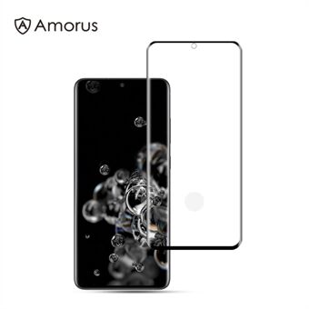 AMORUS for Samsung Galaxy S20 Ultra Full Coverage 3D Curved Full Glue Panssarilasi [Tuki Ultraääni sormenjäljen lukituksen avaaminen]