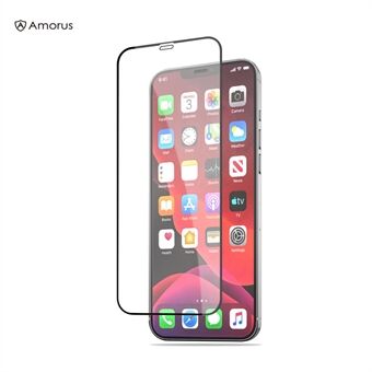 AMORUS Täysikokoinen silkkipainettu karkaistun lasin suojakalvo iPhone 12 Pro Maxille, 6,7 tuumaa