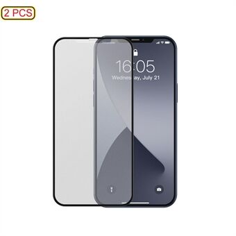 BASEUS 0,25 mm: n kokoinen kaareva himmeä karkaistu lasikalvo iPhone 12 Pro/ 12 -puhelimelle (2 kpl / pakkaus) - musta