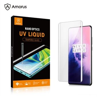 AMORUS for OnePlus 7 Pro 5G / 7T Pro [UV-valonsäteily] 3D kaareva UV-karkaistu lasinen näytönsuoja