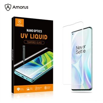 AMORUS for OnePlus 8 Pro [UV-valonsäteily] UV-kalvo 3D kaareva karkaistu lasinen näytönsuoja