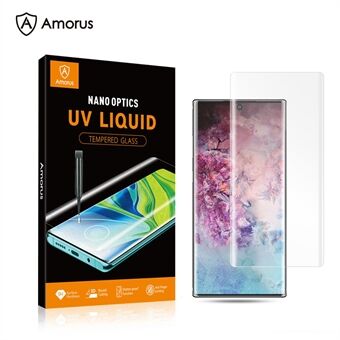 AMORUS 3D kaareva täysliima UV-karkaistu lasi -kalvo [UV-valonsäteily] Samsung Galaxy Note 10 Plus -puhelimelle