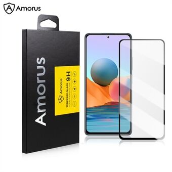 AMORUS for Xiaomi Redmi Note 10 3D Curved Edge Tempered Glass Full Screen Protector - Musta