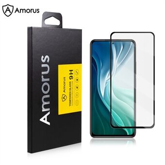 AMORUS Silkscreen HD Full Adhesive Full Coverage Panssarilasi - Xiaomi Mi 11i - Musta