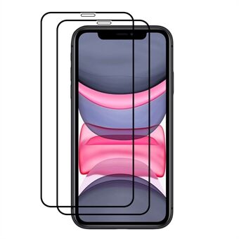 AMORUS 2kpl Full Coverage Full Glue HD Clear Double Defence Silk Printing karkaistu lasi näytönsuoja iPhone 11 Pro 5,8 tuumaa - musta