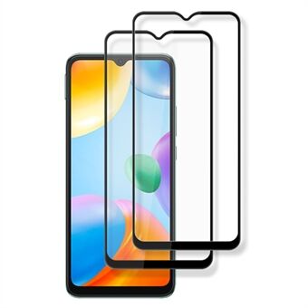AMORUS 2kpl / pakkaus Xiaomi Redmi 10C Full Glue toissijaisesti vahvistavalle suojakalvolle, sormenjälkiä estävä musta Edge silkkipainatus karkaistu lasi näytönsuoja