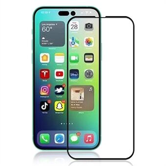 MOCOLO iPhone 14 Pro :lle 6,1 tuuman silkkitulostus Täysliimakarkaistu lasi Toissijaisesti vahvistava räjähdyssuojattu koko näytön suoja - musta