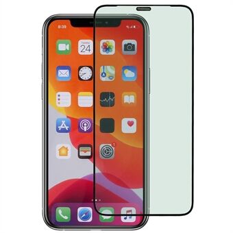 IPhone 11 Pro Max 6,5 tuuman / XS Max 6,5 tuuman korkea alumiinipii lasikalvo Vihreä vaalea silkkitulostus Antistaattinen koko näytön suojakalvo pölynkestävällä verkolla