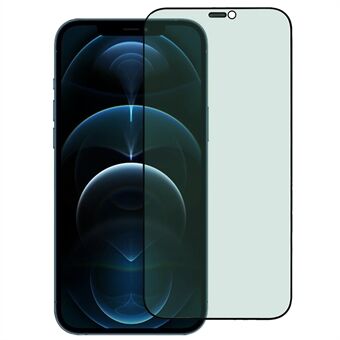 IPhone 12 Pro Max 6,7 tuuman vihreä valo korkea alumiinipii lasisilkkitulostus Antistaattinen koko näytön suojakalvo pölytiivisellä verkolla