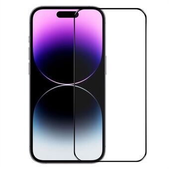 NORTHJO A+ korkea alumiini-pii lasinäyttökalvo iPhone 14 Pro, silkkitulostus 0,3 mm 2,5D HD kirkas koko näytön suojakalvo