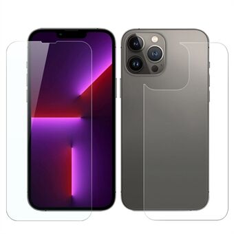 NORTHJO iPhone 13 Max 6,7 tuuman edessä ja takana A+ karkaistu lasikalvosarja Kirkas 0,3 mm 2,5D sormenjälkiä estävä näytönsuoja ja takasuoja