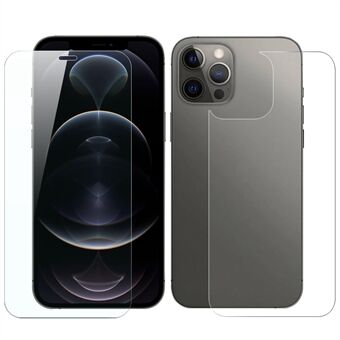 NORTHJO Etu+Taka karkaistu lasikalvo iPhone 12 Pro Max 6,7 tuumalle, A+ Glass 9H Kovuus Näytönsuoja HD Kirkas 0,3 mm 2,5D Scratch näytön kalvo