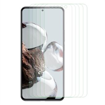 5 kpl / pakkaus näytönsuoja Xiaomi 12T 5G / Redmi K50 Ultra 5G, 9H Kovuus 2.5D Arc Edge Tempered Glass HD Clear Film