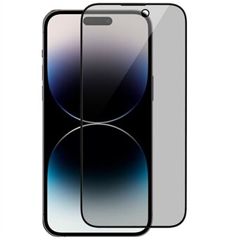 RURIHAI iPhone 14 Pro Anti-peep Anti-sormenjälkiä estävä näytönsuoja 0,26mm Full Glue High-alumiininen silikonilasikalvo