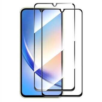 ENKAY HAT Prince 2 kpl Samsung Galaxy A34 5G Silk Printing koko näytön suojakalvo 0,26 mm 9H 2,5D korkea alumiinipii lasikalvo