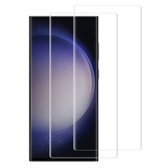 RURIHAI 2kpl / setti Samsung Galaxy S23 Ultra Tempered Glass Näytönsuojalle 3D Kaareva UV-näyttö Flim (sormenjälkilukitus)