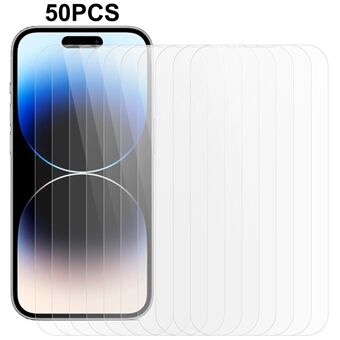 50 kpl / sarja iPhone 14 Pro Max karkaistu lasi näytönsuoja 2.5D Arc Edge 0.3mm HD matkapuhelimen näyttökalvo