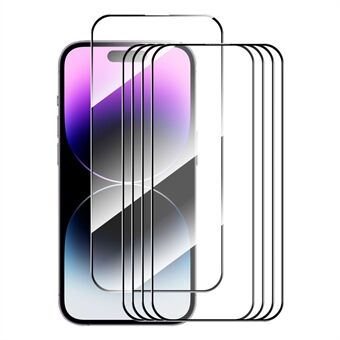 ENKAY HAT Prince 5 kpl iPhone 15 Pro Max 2.5D 0.26mm Ultra kirkas kalvo Silkkitulostus Korkea alumiinipii lasinen näytönsuoja