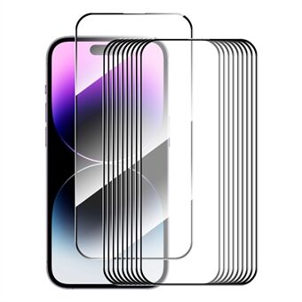 ENKAY HAT Prince 10 kpl 9H kalvo iPhone 15 Pro , 0,26 mm 2,5D silkkitulostus korkea alumiinipii lasinen näytönsuoja