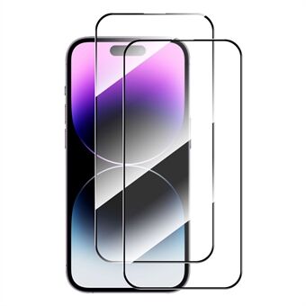 ENKAY HAT Prince 2 kpl täyskansikalvo iPhone 15 Pro , 2,5D 0,26 mm korkea alumiinipii lasisilkkitulostus näytönsuoja
