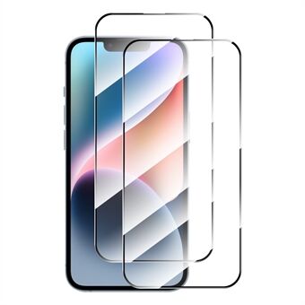 ENKAY HAT Prince 2kpl 9H räjähdyssuojakalvo iPhone 15:lle silkkitulostus 0,26 mm 2,5D korkean alumiinipii-lasi näytönsuoja