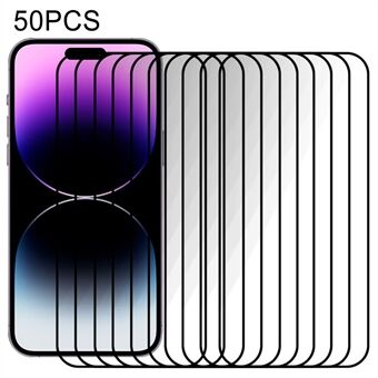 50 kpl / pakkaus iPhone 15 Pro karkaistu lasi näytönsuoja Scratch matkapuhelimen ultrakirkas näyttökalvo