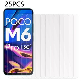 25 kpl näytönsuoja Xiaomi Poco M6 Pro 5G:lle, karkaistu lasi, ultrakirkas näytönsuojakalvo