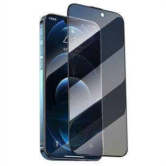 X-LEVEL iPhone 15/14 Pro: lle karkaistu lasi Spy estävä kalvo silkkitulostus 2.5D Full Glue koko näytönsuoja