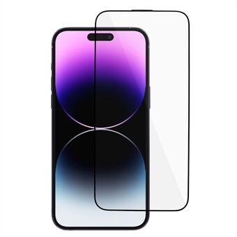 IPhone 15 Pro pölynkestävä näytönsuoja Paksu liima silkkitulostus korkea alumiinipii lasi täyskansikalvo