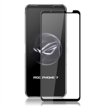 AMORUS Näytönsuoja Asus ROG Phone 7 5G , Cover Silkki Printing Full Glue Tempered Glass Film Guard - Musta