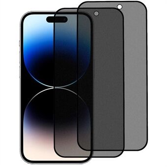 2 kpl iPhone 15 Pro :lle Full Cover Cover -näytönsuoja 180 asteen Spy estävä mattakarkaistu lasikalvo pölynsuojaverkolla