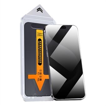 RURIHAI iPhone 15 Pro Max -vakoilusuoja AGC-lasikalvo, joka suojaa lialta ja kattaa koko näytön.