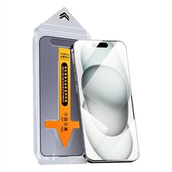 RURIHAI:iPhone 15 Plus näytönsuoja, täydellinen peittävyys, AGC-lasi, HD-kirkas, helppo asennuslevy