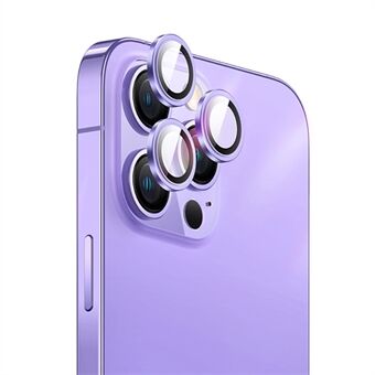 USAMS US-BH818 1 sarjan kameran linssisuoja iPhone 14 Pro Max:lle, Ring Yksittäinen alumiiniseosrengas karkaistu lasi koristeellinen kameran kansi - tummanvioletti