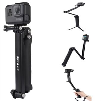 PULUZ 3-suuntainen kädensija taitettava monitoiminen selfie-stick-jatkettava monopodi jalustalla GoPro New Hero / Hero7 / 6/5/5 Session / 4 Session / 4/3 + / 3/2/1 DJI Osmo Action Xiaoyi