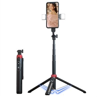 P160D-2 1,6 metrin jatkettava Selfie Stick Stand , jossa on kaksi täyttövaloa ja langaton Bluetooth-kaukosäädin