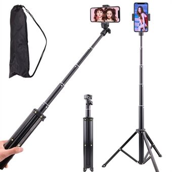 T9 140 cm:n teleskooppinen puhelinpidike Selfie Stick -videotallennus Live Streaming Stand säilytyspussilla