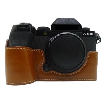 PU-nahkainen kameran pohjakotelo Fujifilm X-S10:lle, Scratch puolirungon kansi akun aukolla
