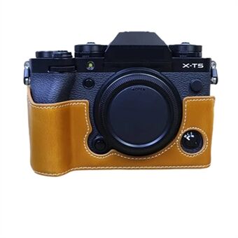 Fujifilm X-T5:lle Scratch PU-nahkainen kamerakotelo, akun aukon muotoinen suojakansi ruuvilla